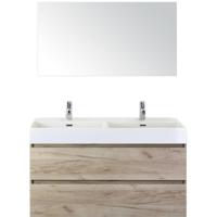 Maxx XL Badmeubelset 120 cm - Craft Oak - Wastafel Kube Dubbel 2 Kraangaten met Spiegel - thumbnail