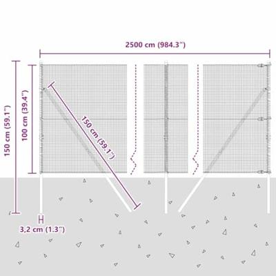 VidaXL Afrasteringspaal groen 25 x 1 m (16 x 16 mm gaas) staal