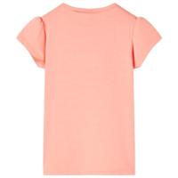 Kindershirt fiets 128 neonkoraalkleurig - thumbnail