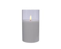 LED flakkerkaars in glas 10x17,5cm wit - 5509685 - thumbnail