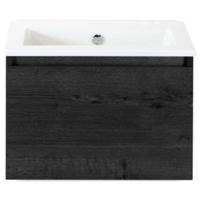 Frozen Badmeubelset 60 cm - Greeplijst in Kleur - Black Oak - Keramische Wastafel Wit Zonder Kraangat - thumbnail