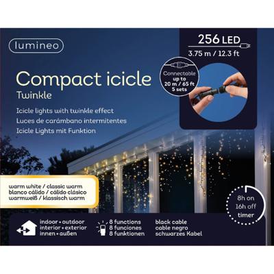 IJspegelverlichting Koppelbaar 256 LED 3,75m Zwart WW+CW IJspegelverlichting Koppelbaar 256 LED 3,75m Zwart WW+CW