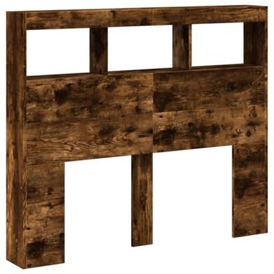 Hoofdbordkast met LED-verlichting 120x17x102 cm gerookt eiken
