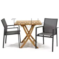 Tuinset Delia grijs stapelbaar met Milton tafel vierkant 80x80 - thumbnail