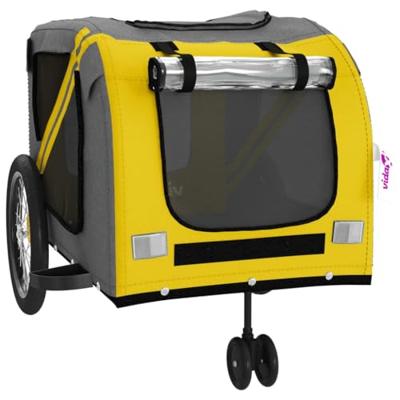 Hondenfietstrailer oxford stof en ijzer geel en grijs - thumbnail