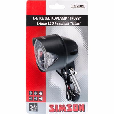 Simson voorvorkkoplamp truss e-bike zwart op kaart