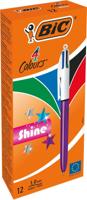 Bic Colours Shine 4-kleurenbalpen, medium, klassieke inktkleuren, lichaam metallic paars - thumbnail