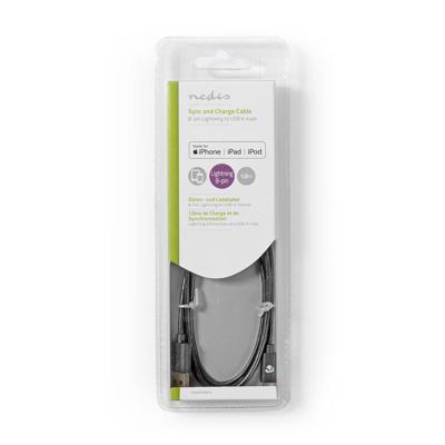 Nedis Lightning Kabel | Apple Lightning 8- Pins naar USB-A Male | 1 m | 1 stuks - CCGB39300BK10 CCGB39300BK10