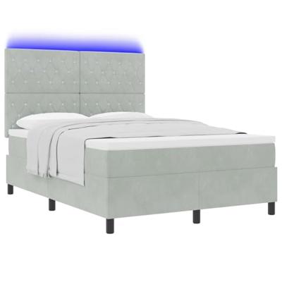 Boxspringbed met matras en LED fluweel lichtgrijs 160x200 cm
