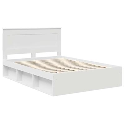 Bedframe met hoofdeinde Wit 150 x 200 cm Massief grenenhout