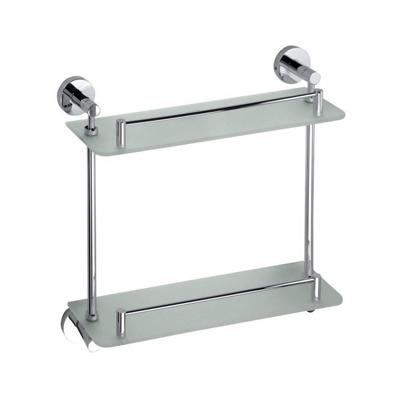 Dubbele Glazen Planchet Sapho X-Round 40x40 cm Chroom / Melkglas Dubbele Glazen Planchet Sapho X-Round 40x40 cm Chroom / Melkglas