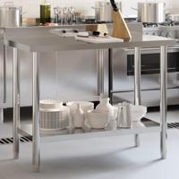 VidaXL Keukenwerktafel met spatscherm 110x55x93 cm roestvrij staal - thumbnail