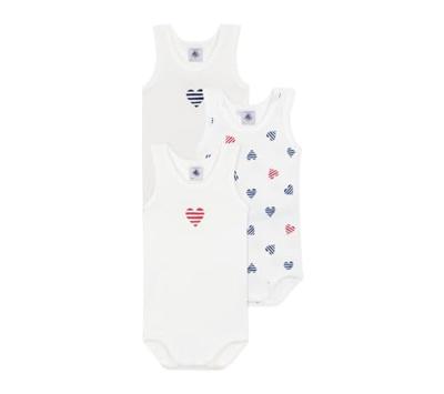 Set van 3 tanktops met gestreepte harten voor baby Petit Bateau wit Set van 3 tanktops met gestreepte harten voor baby Petit Bateau wit
