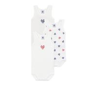 Set van 3 tanktops met gestreepte harten voor baby Petit Bateau wit - thumbnail
