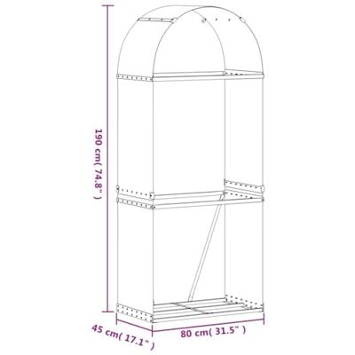 Haardhoutopslag 80x45x190 cm gegalvaniseerd staal antraciet - thumbnail