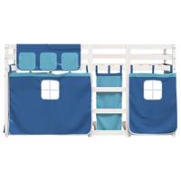 Stapelbed met gordijnen 90x200 cm massief grenenhout blauw - thumbnail