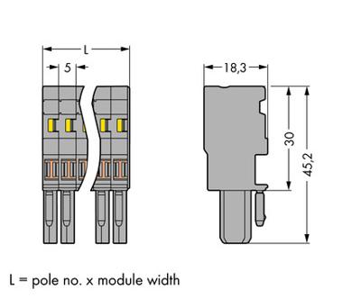 WAGO 769-103/000-039 Connector, female Groen, Geel, Blauw, Grijs 50 stuk(s)