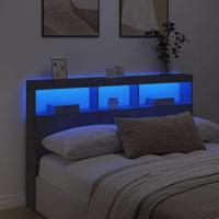 Hoofdbordkast met LED-verlichting 160x17x102 cm betongrijs - thumbnail