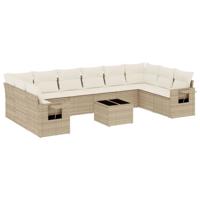 11-delige Tuinset met kussens poly rattan beige - thumbnail