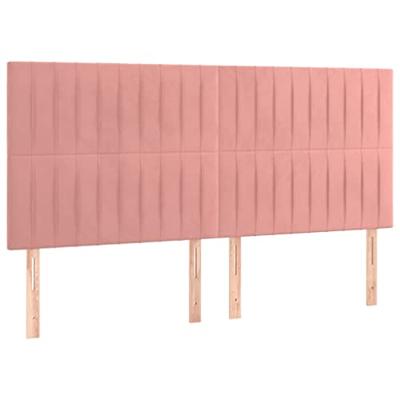 Bedframe met hoofdeinde fluweel roze 160x200 cm