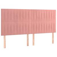 Bedframe met hoofdeinde fluweel roze 160x200 cm - thumbnail