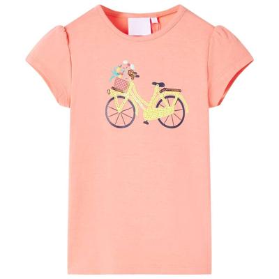 VidaXL Kindershirt 128 neonkoraalkleurig