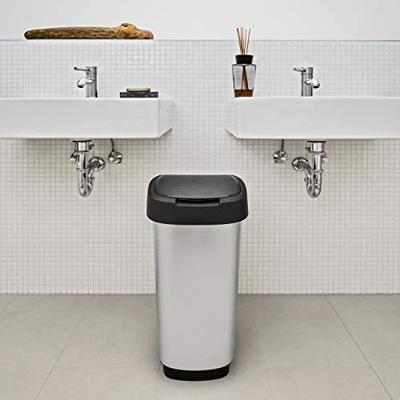 Rotho twist afvalbak 50l zilver/metallic