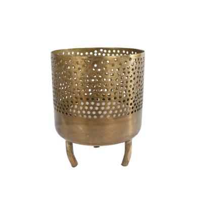 Overige Merken Theelichthouder luca 8x8x10 cm goud/metaal