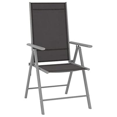 Tuinstoelen 6 st inklapbaar textileen zwart - thumbnail