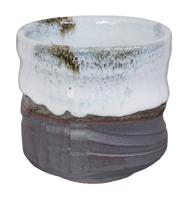 Handgemaakte Theekom Wit/Blauw - Japanse Keramiek - 500ml - 10.5 x 10cm - thumbnail