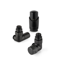 Aansluitset Dubbele Zijaansluiting Radiator Plieger Valvola Haaks Zwart - thumbnail