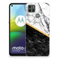 Motorola Moto G9 Power | TPU | Siliconen hoesje | Marmer Wit Zwart - Origineel Cadeau Man - thumbnail