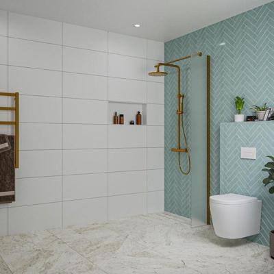 Fortifura Galeria inloopdouche - 30x200cm - mat glas - wandarm - Geborsteld koper PVD (Koper) SW797931/SW876702