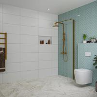 Fortifura Galeria inloopdouche - 30x200cm - mat glas - wandarm - Geborsteld koper PVD (Koper) SW797931/SW876702 - thumbnail