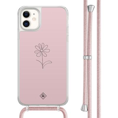 iPhone 11 hoesje met rosegoud koord - Madeliefje