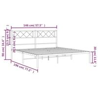 Bedframe met hoofdbord metaal zwart 140x190 cm - thumbnail