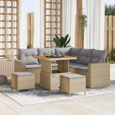 Tuinbankenset 8 pcs Beige poly rattan