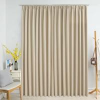 VidaXL Gordijn verduisterend met haken 290x245 cm beige - thumbnail
