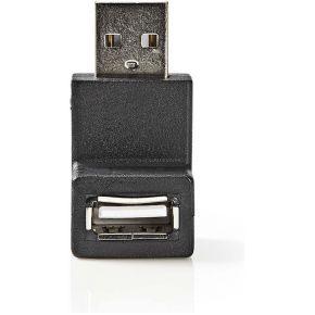 USB-A Adapter | USB 2.0 | USB-A Male | USB-A Female | 480 Mbps | Rond | Vernikkeld | PVC | Zwart | Envelop