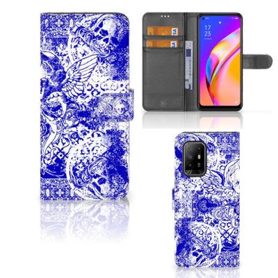 Telefoonhoesje met Naam OPPO Reno5 Z | A94 5G Angel Skull Blauw Telefoonhoesje met Naam OPPO Reno5 Z | A94 5G Angel Skull Blauw