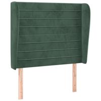 Hoofdbord met randen 93x23x118/128 cm fluweel donkergroen - thumbnail