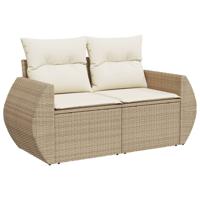 5-delige Loungeset met kussens poly rattan beige - thumbnail