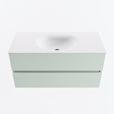MONDIAZ VICA 100cm badmeubel onderkast Greey 2 lades. Wastafel MOON midden zonder kraangat, kleur Talc.