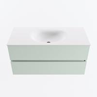 MONDIAZ VICA 100cm badmeubel onderkast Greey 2 lades. Wastafel MOON midden zonder kraangat, kleur Talc. - thumbnail