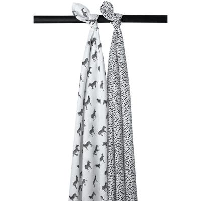 Meyco hydrofiele luiers - set van 2 Zebra animal/cheetah wit/zwart Meyco hydrofiele luiers - set van 2 Zebra animal/cheetah wit/zwart