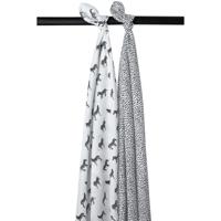 Meyco hydrofiele luiers - set van 2 Zebra animal/cheetah wit/zwart - thumbnail