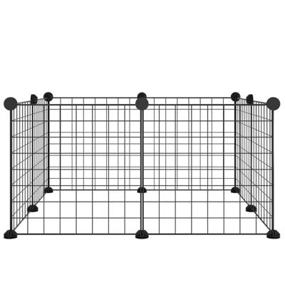 VidaXL Huisdierkooi met 8 panelen, zwart, 35x35 cm, staal - thumbnail