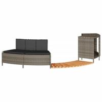 VidaXL Hottub-ombouw poly rattan massief acaciahout grijs - thumbnail