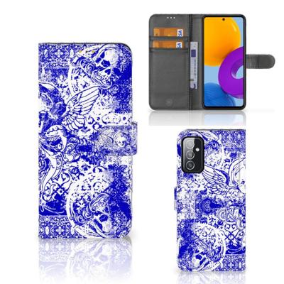 Telefoonhoesje met Naam Samsung Galaxy M52 Angel Skull Blauw Telefoonhoesje met Naam Samsung Galaxy M52 Angel Skull Blauw