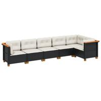 6-delige Loungeset met kussens poly rattan zwart - thumbnail
